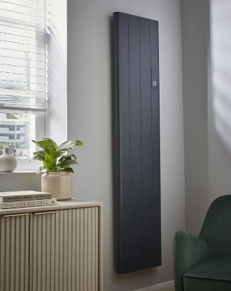 Capri Vertical Matt anthracite Electric Radiator Room View